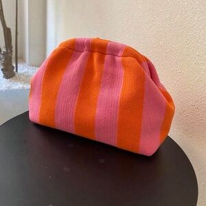 Women's Knitted Color block Stripe Clutch Handbags Casual One Size NWOT